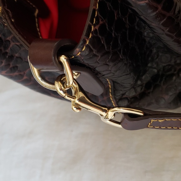 Dooney & Bourke Brown Croc Small Brenna Satchel - Picture 13 of 16